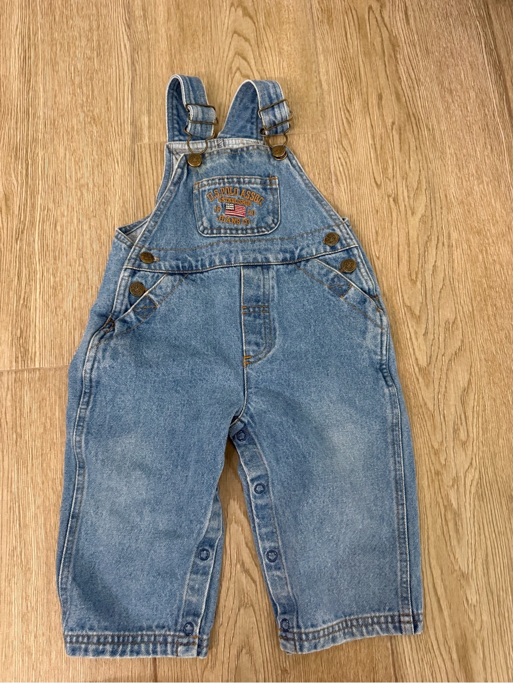 Vintage Medium Wash US POLO Quality Denim Overalls 18 Months